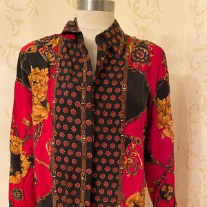 Vintage Talbots 100% Silk Stunning Blouse Ladies 8